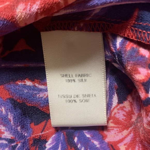 Rebecca Taylor 100% Silk Red and Purple Floral Blouse - Picture 3 of 4